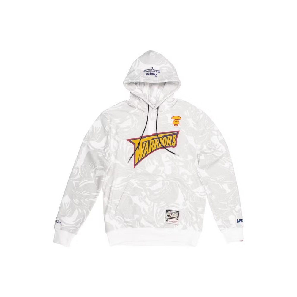 Aape by Bape X Mitchell & Ness Golden State Warriors Pullover Hoodie Small NWT